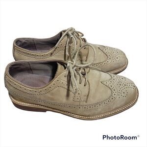 Lands End Tan Wingtip Oxford Shoes Sz 9 Men’s Work Career Dress